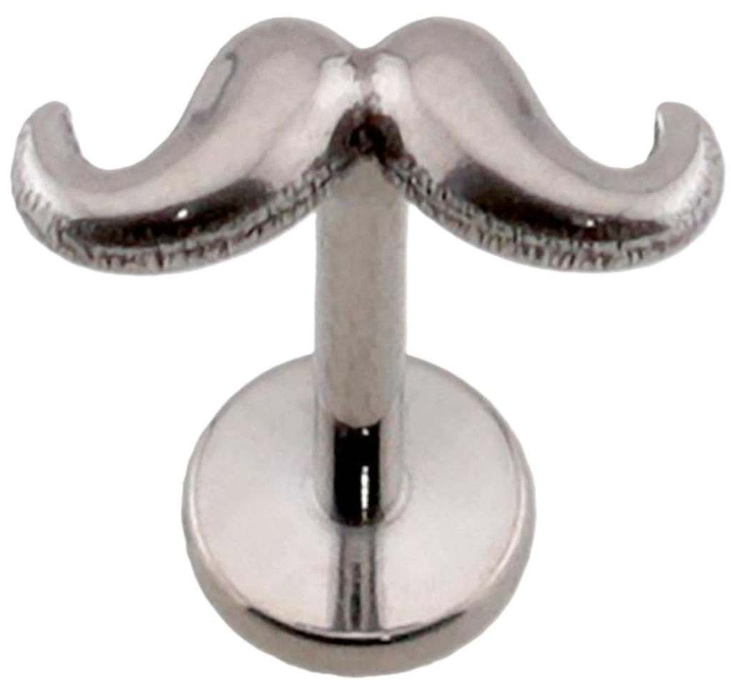 3D Moustache Threadless Push-In Labret, Implant Grade Titanium, 18GA, 5/16" Length