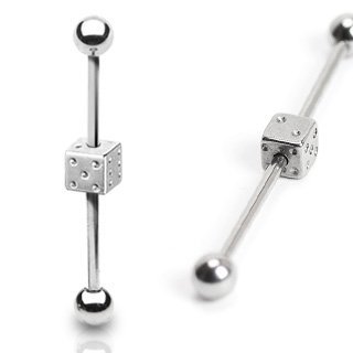 316L Surgical Steel Dice Industrial Bar Barbell 1 3/8" Body Accentz&reg; jewelry sold individually