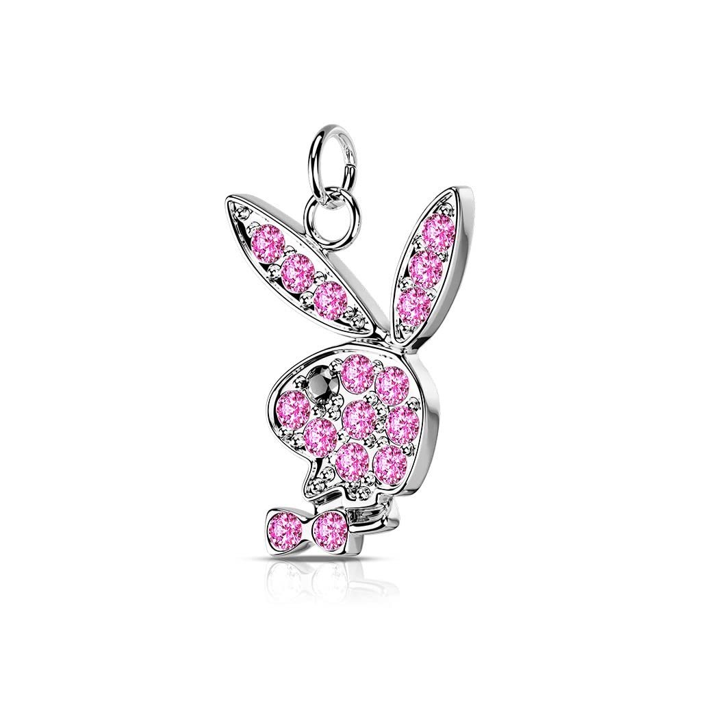 CZ Paved Playboy Bunny  for Belly rings, Bracelets and More Charm