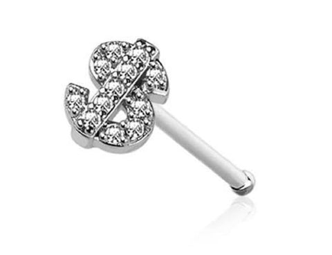 Body Accentz Nose Ring Stud Dollar sign $ Shape 316L Surgical Steel bone