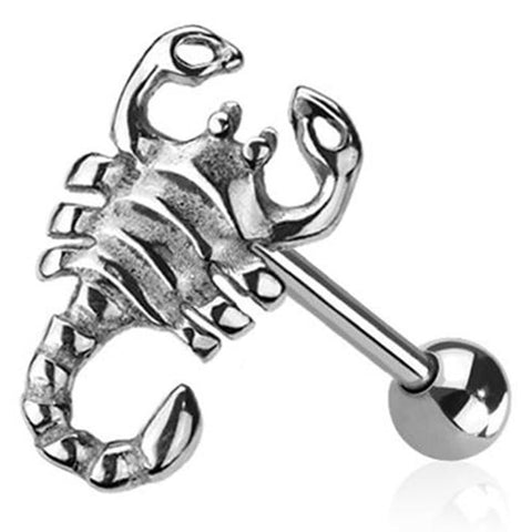 Body Accentz Surgical Steel Scorpion Tongue Barbell, 14GA, 5/8 inch Length, 5mm Ball, Silver