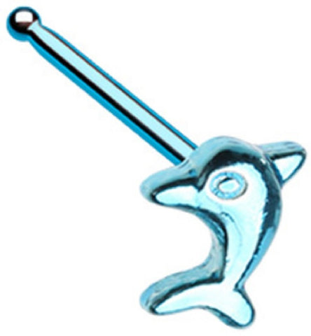 Nose Ring Stud Blue Dolphin top 316L  Sterling ladybug