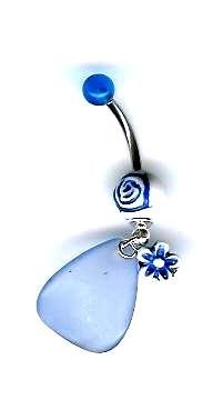 Belly Button Rings Rose Petal Dangle Navel