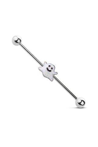Body Accentz Industrial Barbell Spooky Smiley Ghost 316L Surgical Steel 14g