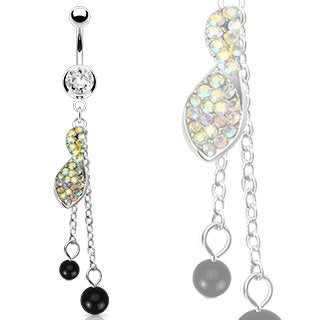 Body Accentz&trade; Belly Button Ring Navel Bead Dangle Body Jewelry 14 Gauge