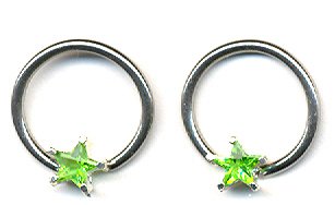 Body Accentz&reg; Nipple Ring Star Captive Bead Body Jewelry Pair 14 gauge HOC04 - Sold as a pair