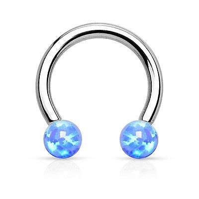 EyeBrow Synthetic Opal Horseshoe 316L Surgical Steel Circular Barbell Eye brow B