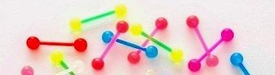 Body Accentz™ 7 Flexible Glow Acrylic Tongue Ring 14g - In Assorted Colors