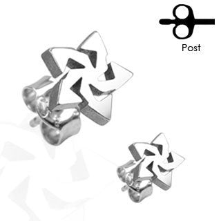 Pair of rings 316L Stainless Steel Tribal Star Ear Stud Earrings