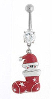 Belly Button Ring 316L Surgical Steel Christmas Santa Stocking Navel Ring