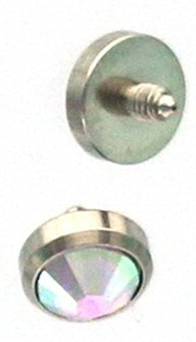 316L Internally Threaded Surgical Steel Gem Set Flat Bottom Dome for Internally Threaded Dermal Anchors 14g 3mm dermal top Body