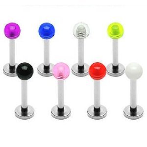Body Accentz&reg; 8 Bright UV Ball Labret Monroe Lip chin Cheek Ring 16g