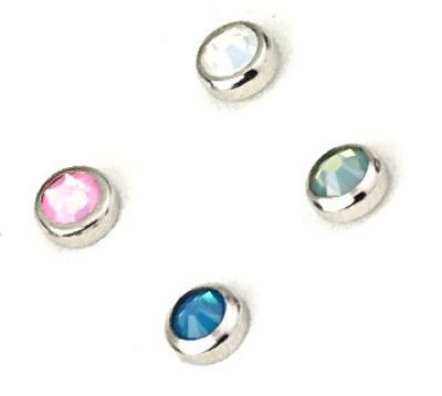 Flat Bottom Opalite Gem  Dermal Anchor Top Assorted Package Set of 4 3mm