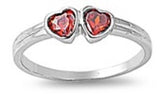 STERLING SILVER RING W/CZ Faux ruby - Double Heart pinky ring [2]