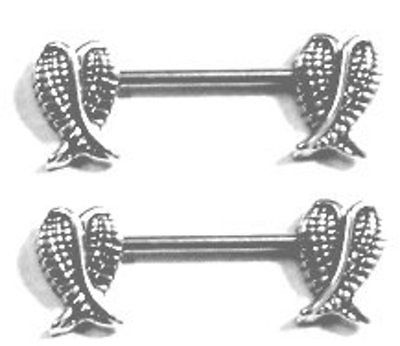 Nipple Ring Heart Angel Wings bar body Jewelry Sold as a pair