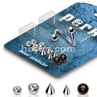 Eyebrow Double Body Jewelry Piercing Bar Ring 16G 3/8 Interchangeable balls