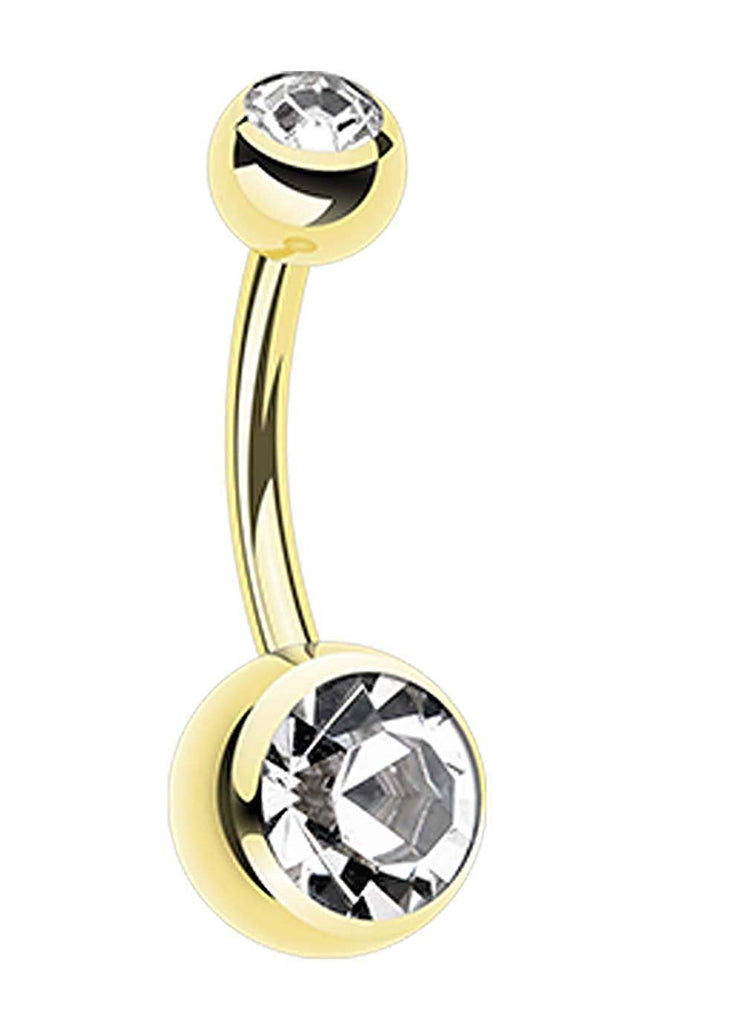 Belly Button Ring Navel Gold Plated Solitaire Body Jewelry 14g