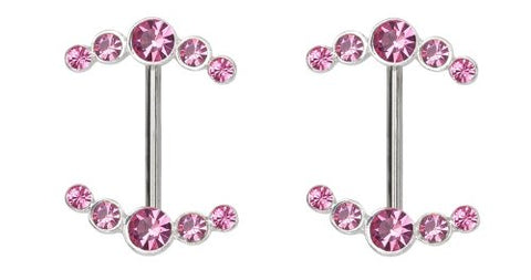 Nipple Ring Bars Double Arrow CZ Body Jewelry Pair 14 gauge 5/8" BAR sold as pair