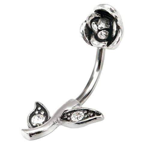 Body Accentz&reg; Belly Button Ring Navel Split Rose Flower 316L surgical ste...