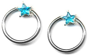 Body Accentz&reg; Nipple Ring Star Captive Bead Body Jewelry Pair 14 gauge HOC05 - Sold as a pair