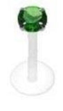 Bio-Flex Shaft with Push-in .925 Silver Prong Gem Labret/Monroe 14g 3/8'' [blue]