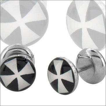 Body Accentz&trade; Earrings Rings Fake  Cross Cheater Plug 16 gauge - Sold as a pair