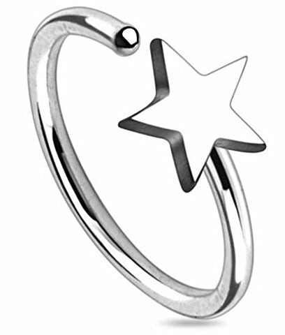 Star Titanium IP 316L Surgical Steel Nose Ring 20 gauge