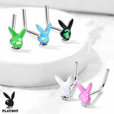 Playboy Bunny Opal Glitter 316L Surgical Steel Nose L Bend Stud Ring 1 pc
