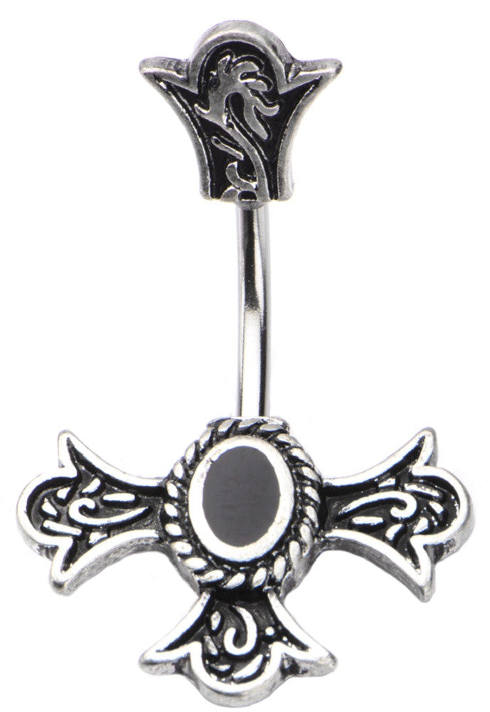 Belly Button Ring 14g 7/16 In and Out Gothic Cross Navel