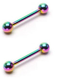 Nipple Shield Rings barbell sold as a pair 14g Titanium IP Barbell Over Stainless Steel