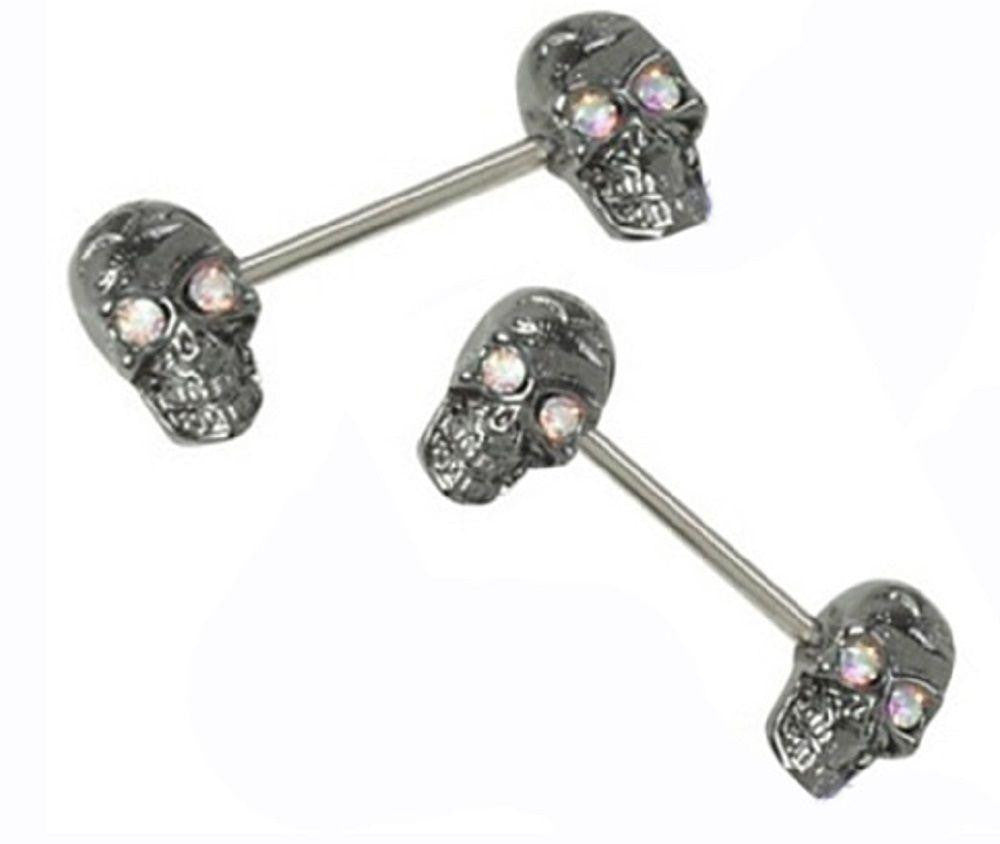 Nipple Shield Rings barbell barbells sold as a pair 14 gauge Skulls