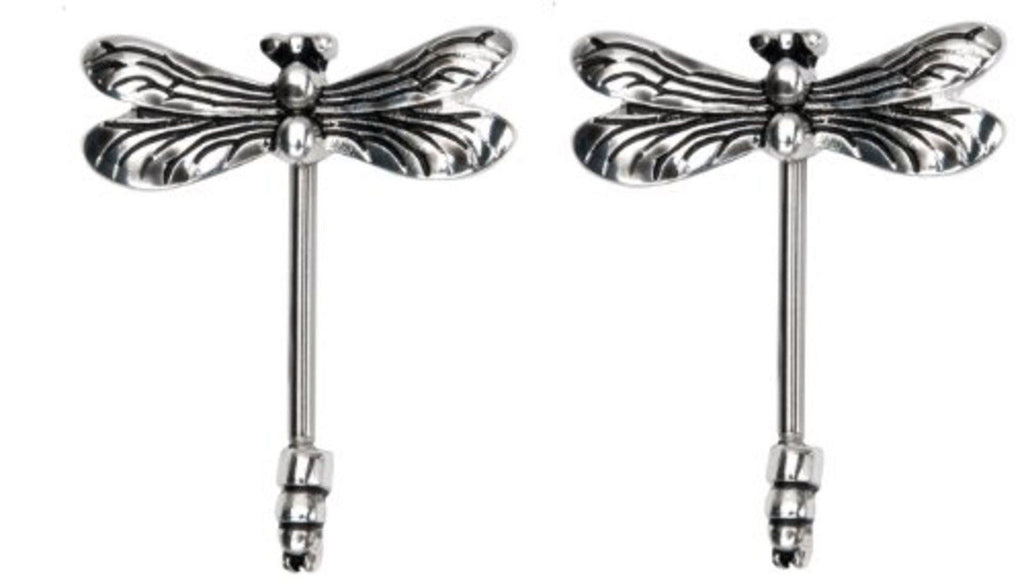 Nipple Ring Dragon Fly Dragonfly CZ bar body Jewelry sold as Pair 14g 5/8