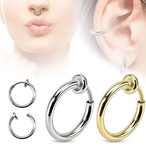 Spring Action Fake Septum Ring in Rhodium Plated Brass Sold individually