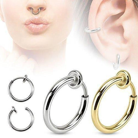 Spring Action Fake Septum Ring in Rhodium Plated Brass Sold individually