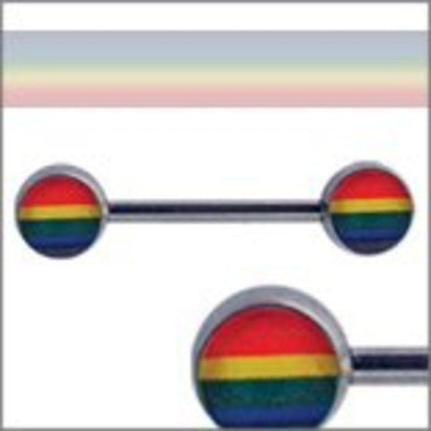 Body Accentz Nipple Ring Bars Rainbow Gay pride Body Jewelry Pair 14 gauge