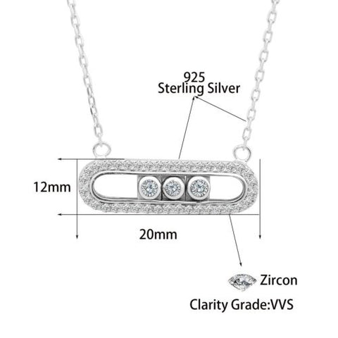 925 Sterling Silver Pendant Necklace Zircon Charm Adjustable Chain (35-45CM)