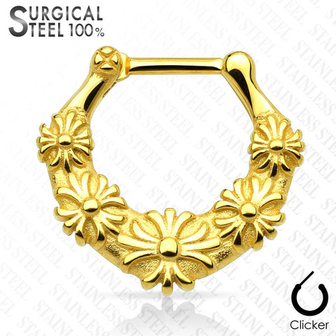 Septum Floral All 316L Surgical Steel Septum Clicker 16g