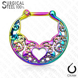 Septum Heart Laced All 316L Surgical Steel Septum Clicker 16g