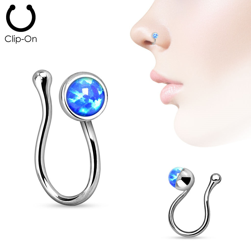 Opalite Gem Non Piercing Nose Clip Nose ring Stud   sold individually