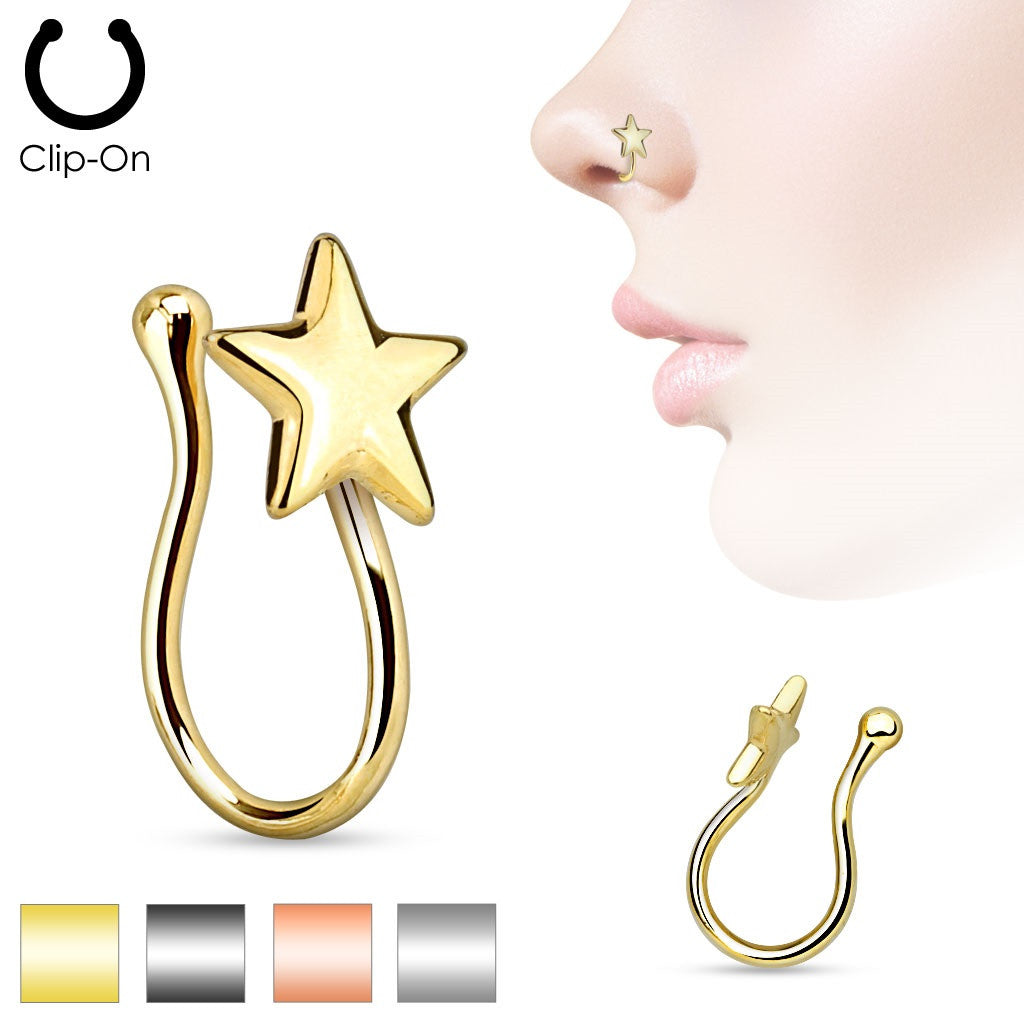 Nose Clip Star IP Non-Piercing Nose Ring stud sold individually
