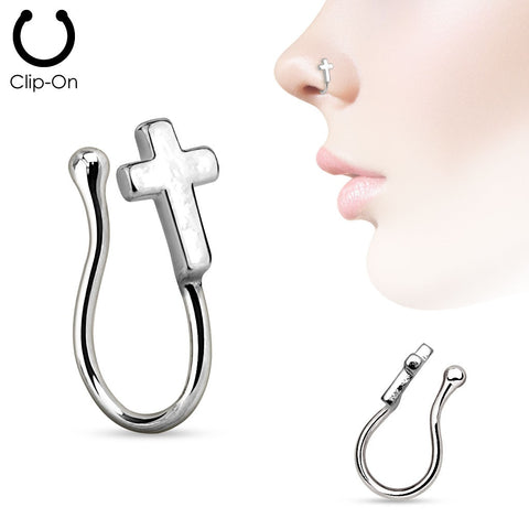 Nose Clip Cross Non-Piercing Nose Ring stud sold individually