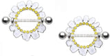 Nipple Ring Daisy Cosmo Flower barbell body Jewelry Pair sold as pair