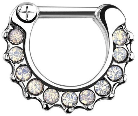 Opalites Paved 316L Surgical Steel Septum Clicker Ring
