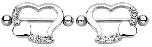 Nipple Ring Bars Heart Body Jewelry Pair 14 Gauge 7/8'' Bar [Jewelry]