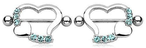 Nipple Ring Bars Heart Body Jewelry Pair 14 Gauge 7/8'' Bar [Jewelry]