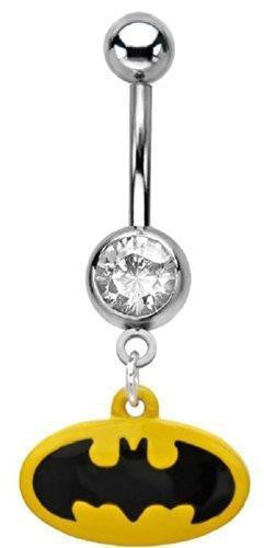 Belly Button Ring Navel 316L Surgical Steel, Cubic Zirconia Batman [Jewelry]