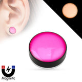 Earrings Rings Magnetic Epoxy Dome Top Black Acrylic Glow in the Dark Fake Magnetic Plug Sold as a pair
