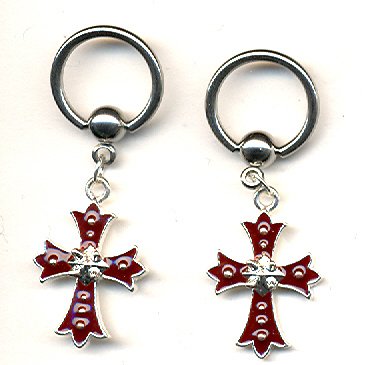 Body Accentz&reg; Nipple Ring Cross Captive Bead Body Jewelry Pair 14 gauge - Sold as a pair