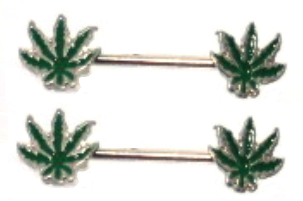 Nipple Ring Bars 14g 1/2 Forward Facing Pot Leaf Nipple Barbells Ch62