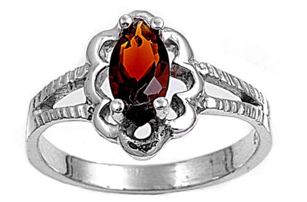 STERLING SILVER RING W/CZ Faux Garnet Claddagh pinky right hand